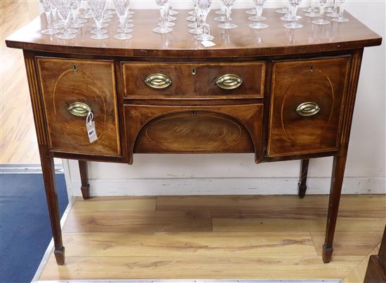 A George III mahogany banded and inlaid bow-fronted sideboard H.93cm, W.119.5cm